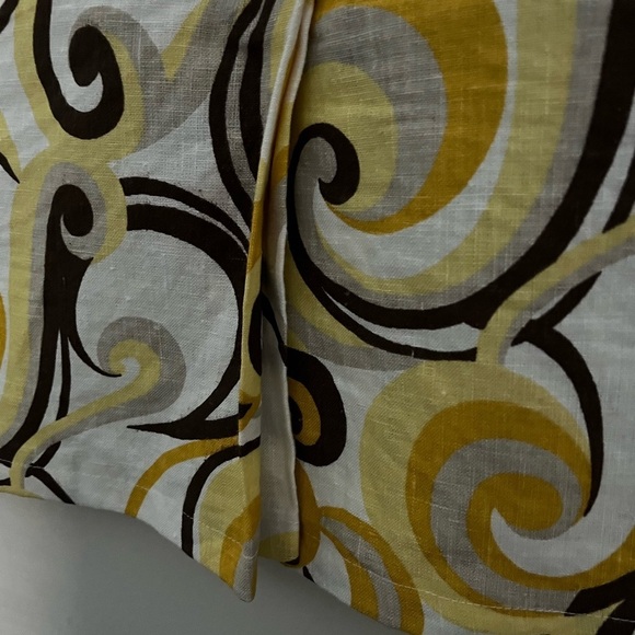 Harvé Benard Women’s Petite Linen Skirt, Yellow/Brown Geometric Pattern; Size 6P - Picture 8 of 11